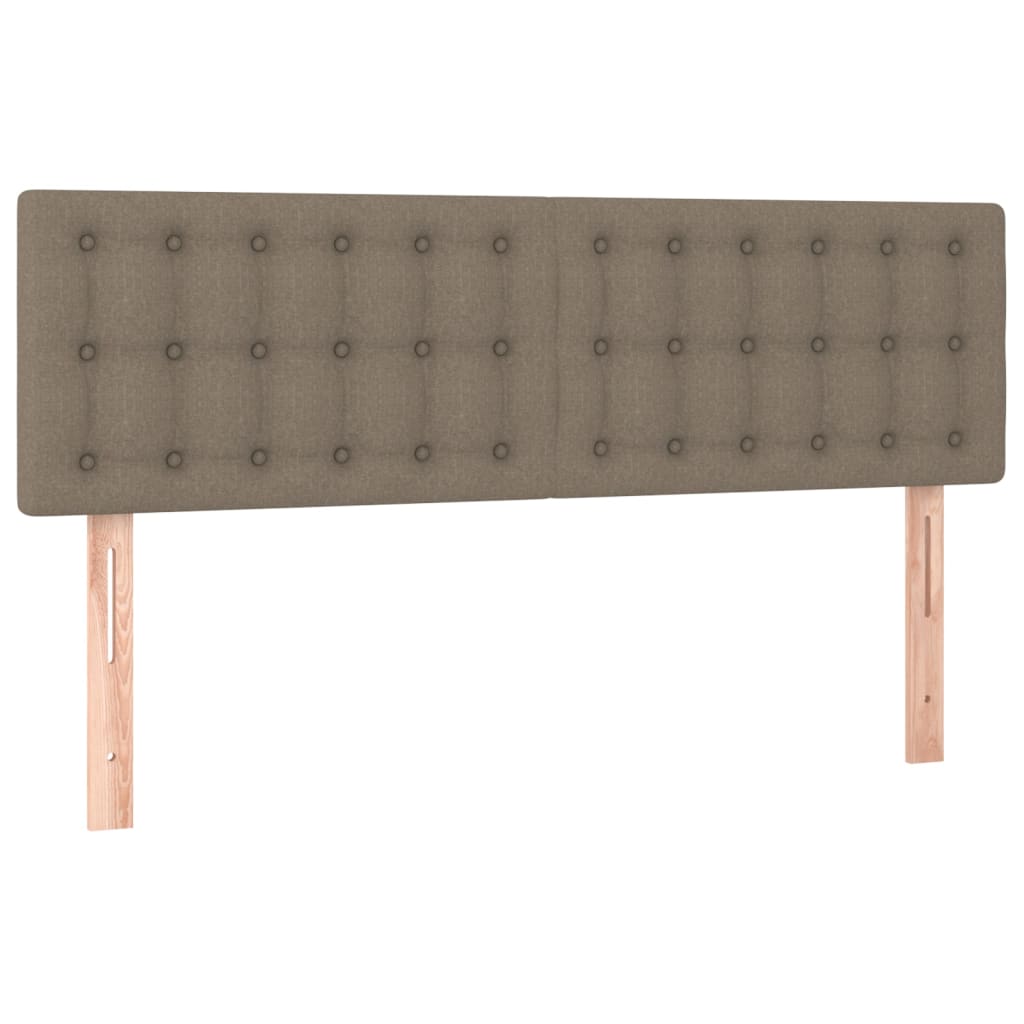Krevet box spring s madracem LED smeđesivi 140x200 cm tkanina