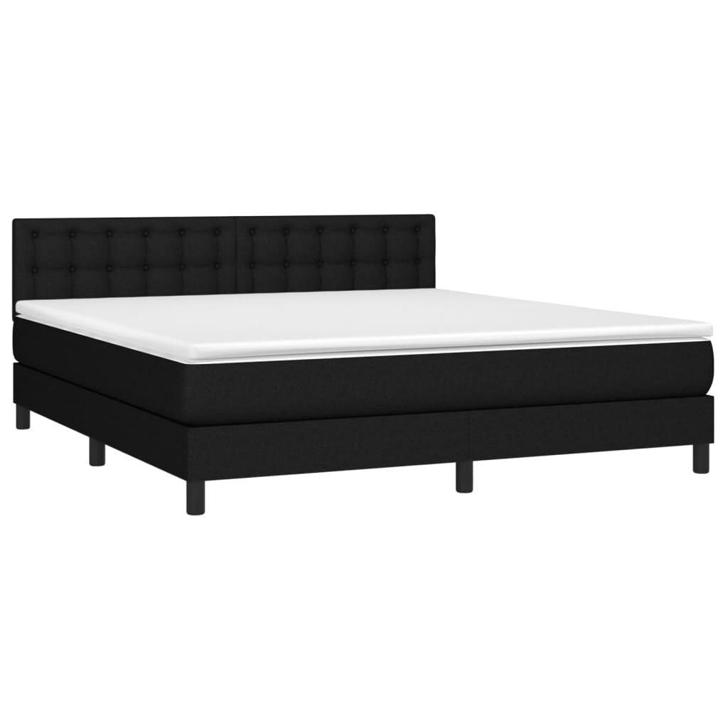 Krevet box spring s madracem LED crni 160x200 cm od tkanine
