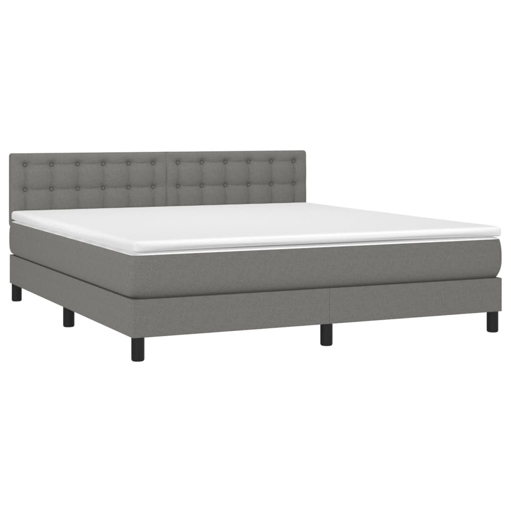 Krevet box spring s madracem LED tamnosivi 180x200 cm tkanina