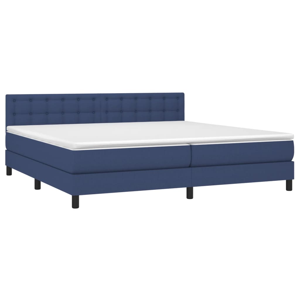 Krevet box spring s madracem LED plavi 200x200 cm od tkanine