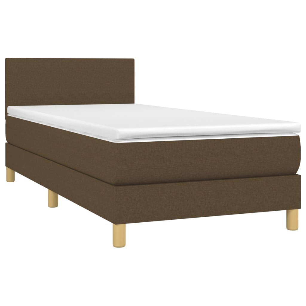 Krevet box spring s madracem LED tamnosmeđi 80 x 200 cm tkanina