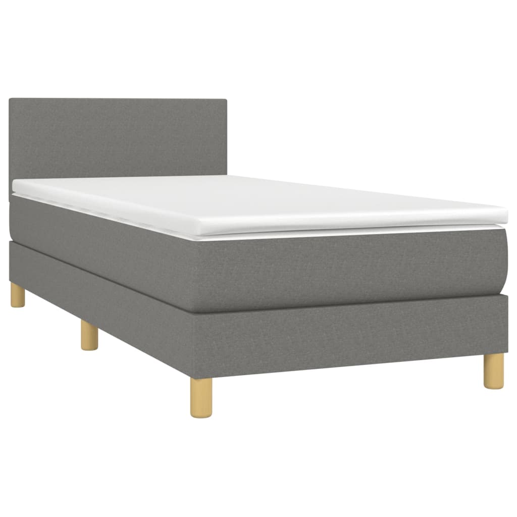 Krevet box spring s madracem LED tamnosivi 90x190 cm tkanina