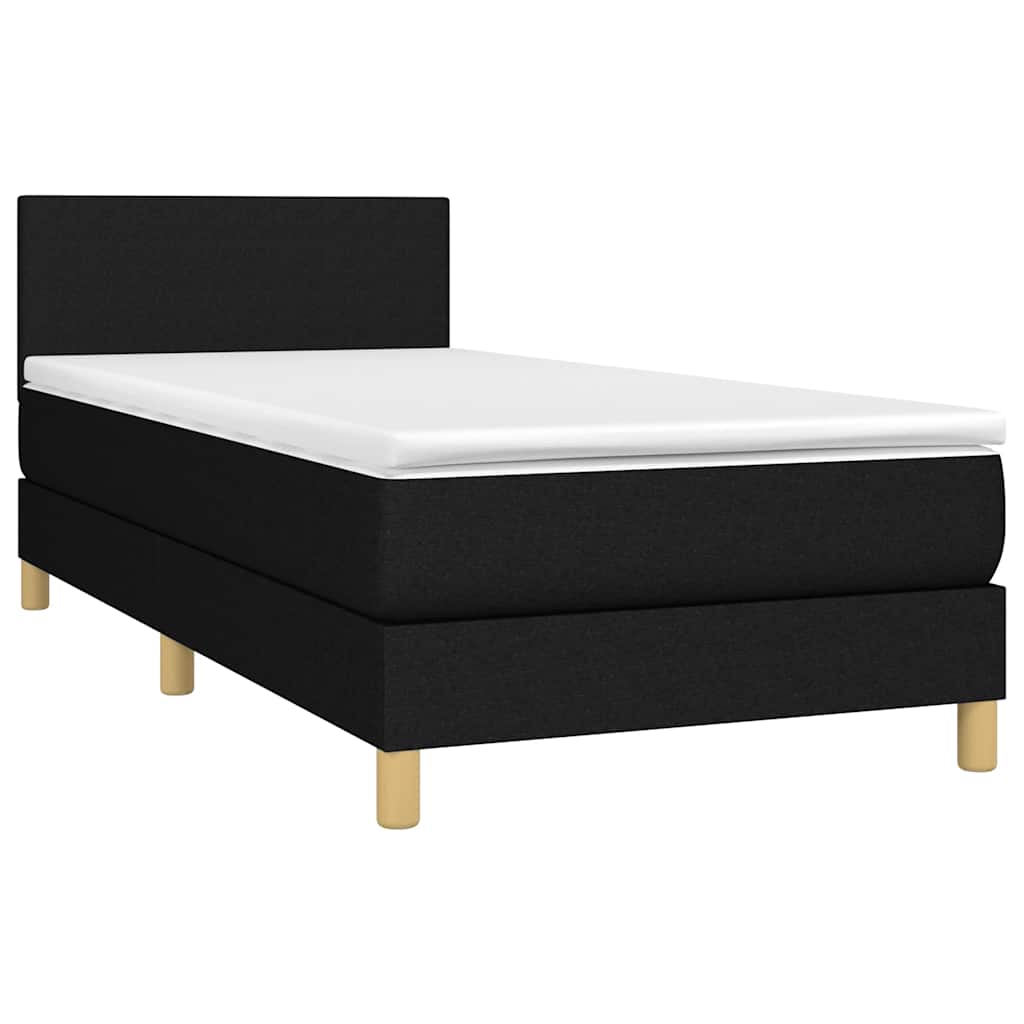 Krevet box spring s madracem LED crni 100x200 cm od tkanine