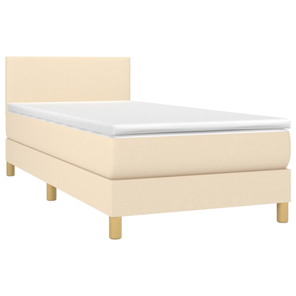Krevet box spring s madracem LED krem 100x200 cm od tkanine