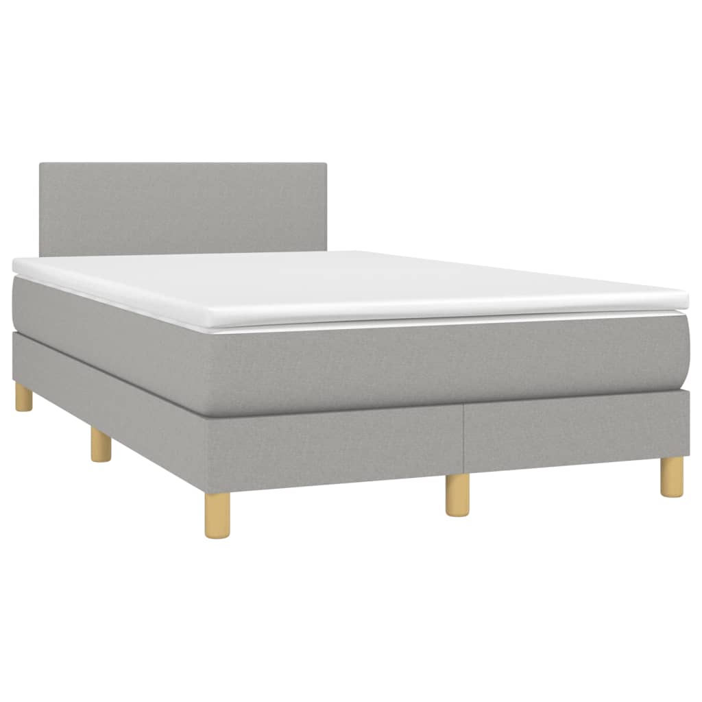 Krevet box spring s madracem LED svjetlosivi 120x200 cm tkanina