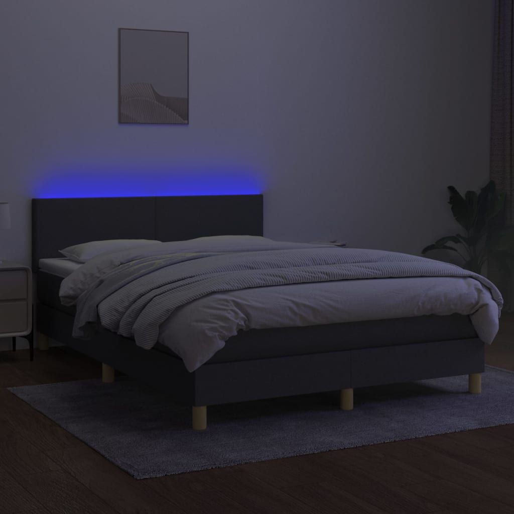Krevet box spring s madracem LED tamnosivi 140x190 cm tkanina