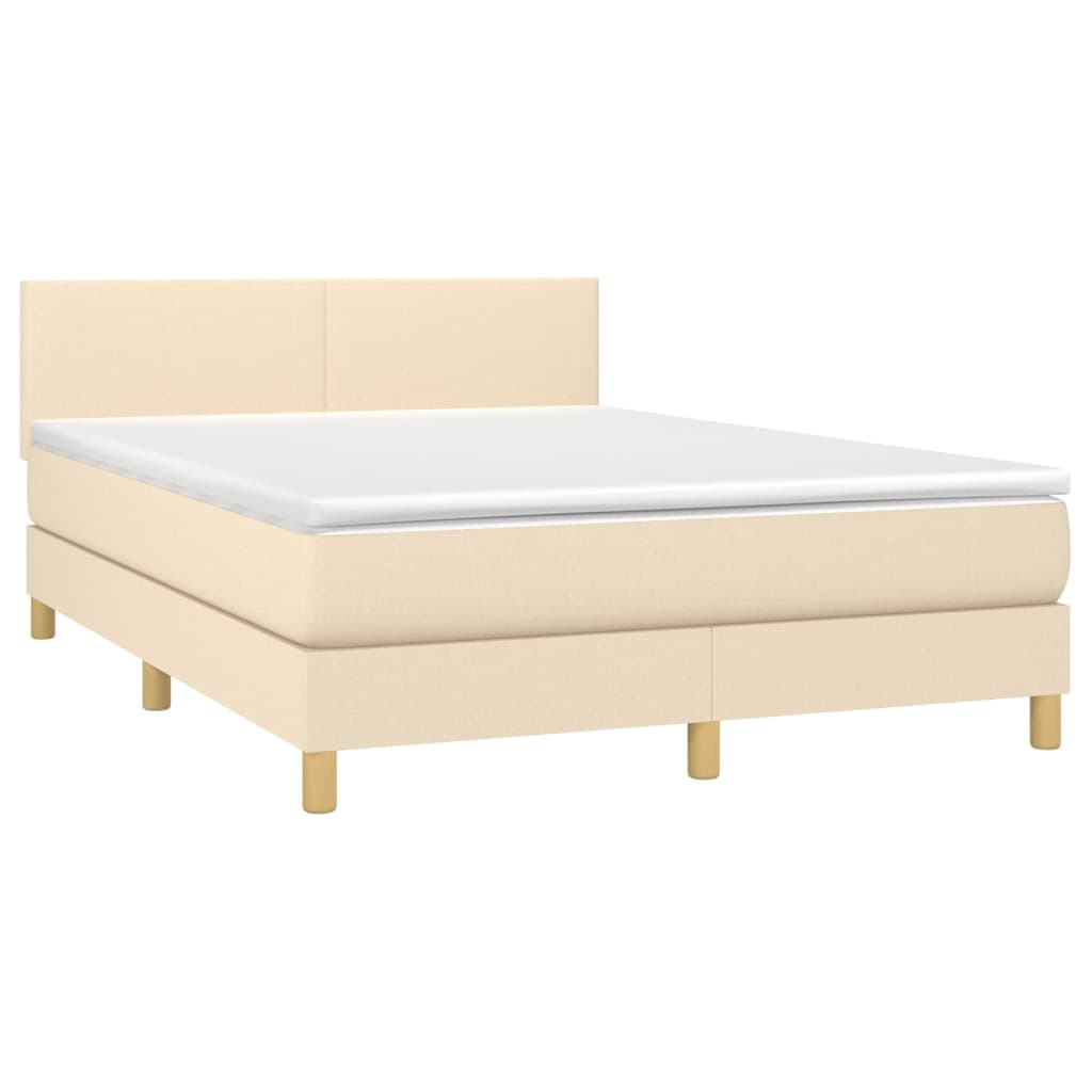 Krevet box spring s madracem LED krem 140x200 cm od tkanine