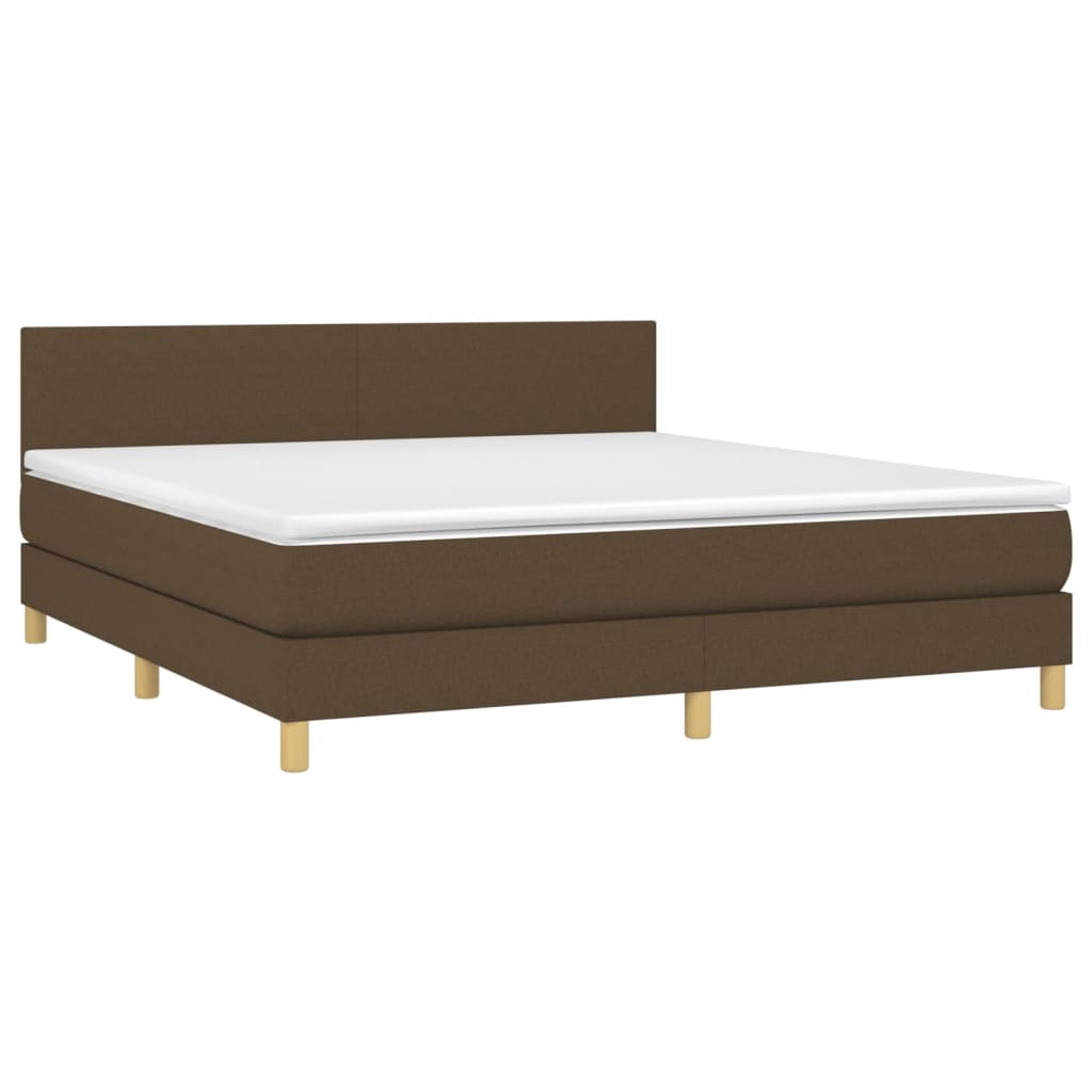 Krevet box spring s madracem LED tamnosmeđi 160x200 cm tkanina