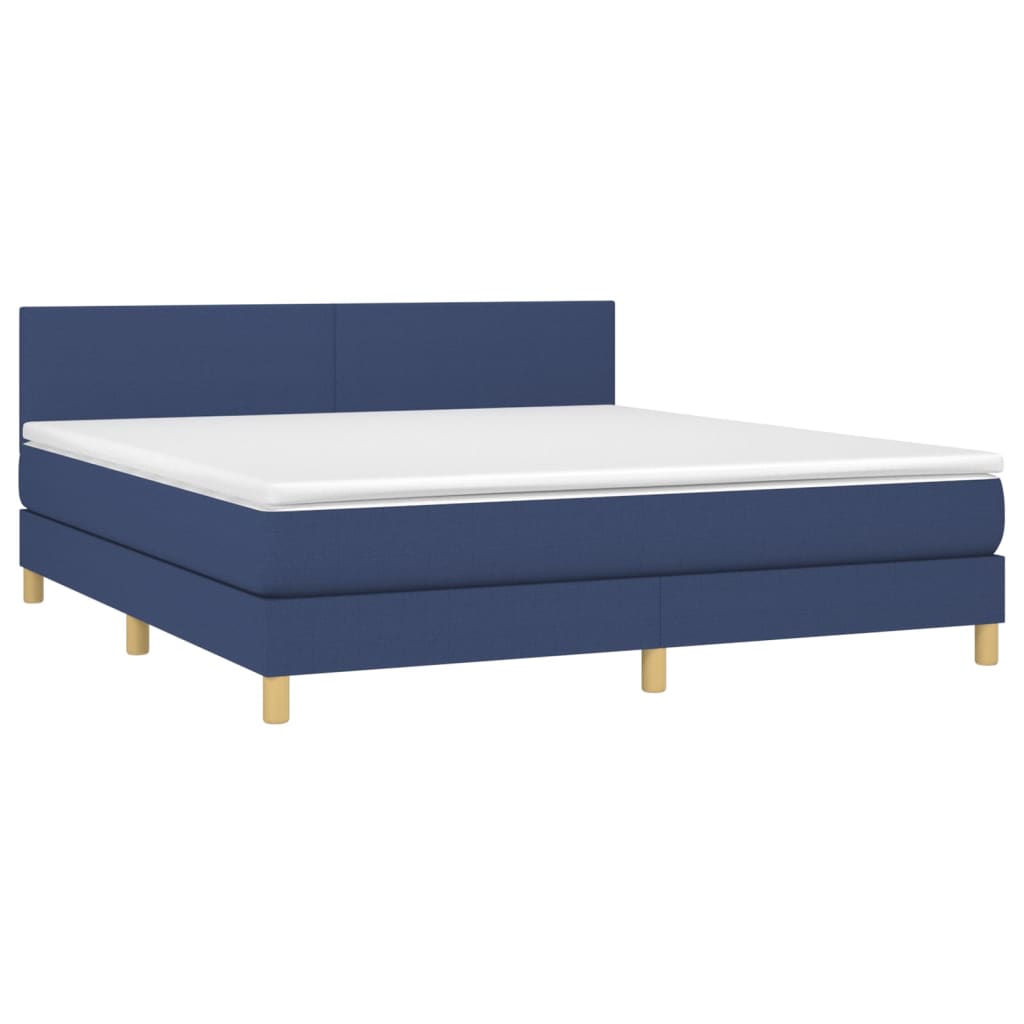 Krevet box spring s madracem LED plavi 160x200 cm od tkanine