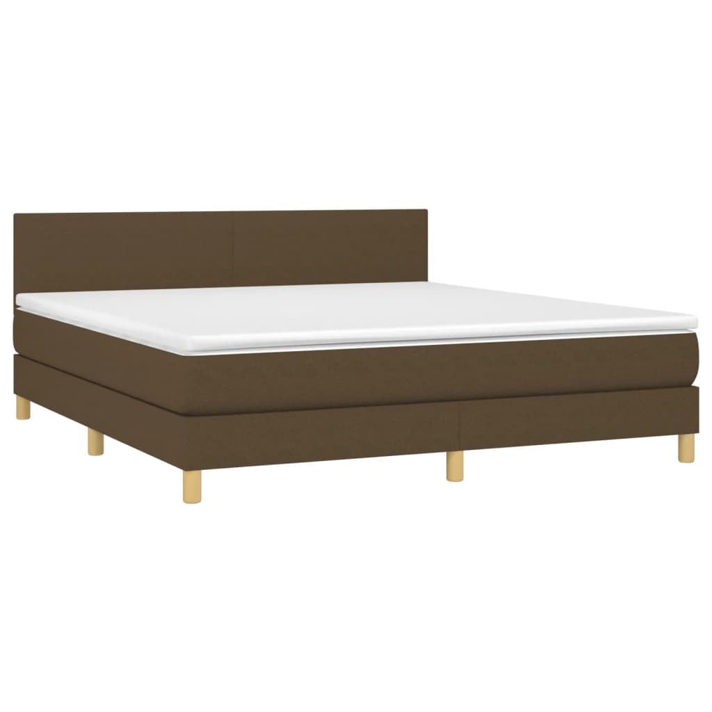 Krevet box spring s madracem LED tamnosmeđi 180x200 cm tkanina