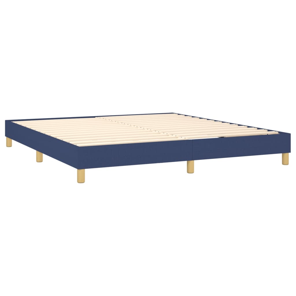Krevet box spring s madracem LED plavi 180x200 cm od tkanine