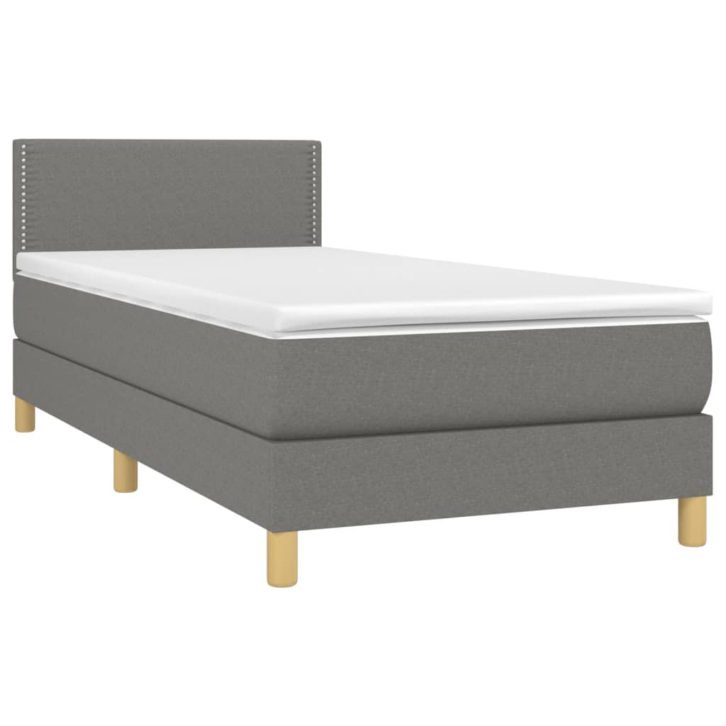 Krevet box spring s madracem LED tamnosivi 80 x 200 cm tkanina