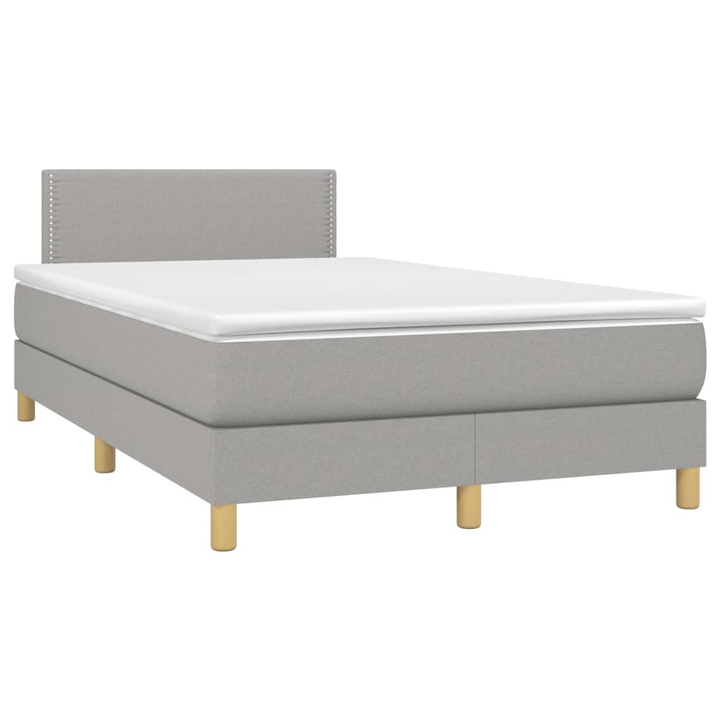 Krevet box spring s madracem LED svjetlosivi 120x200 cm tkanina