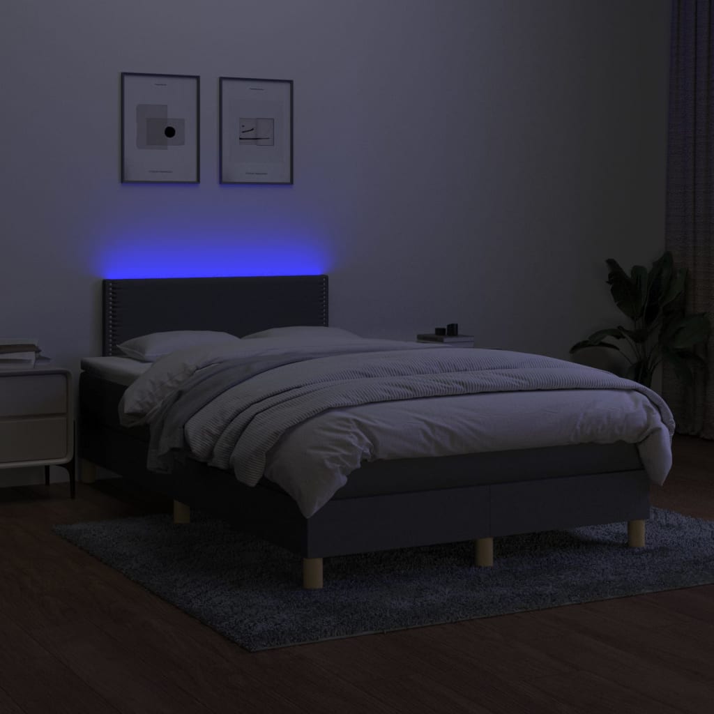 Krevet box spring s madracem LED tamnosivi 120 x 200 cm tkanina