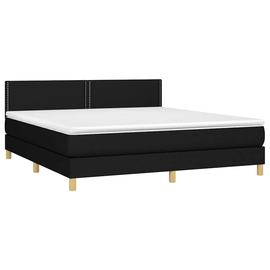 Krevet box spring s madracem LED crni 180x200 cm od tkanine