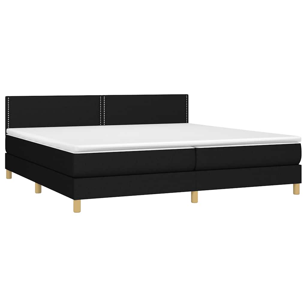 Krevet box spring s madracem LED crni 200x200 cm od tkanine