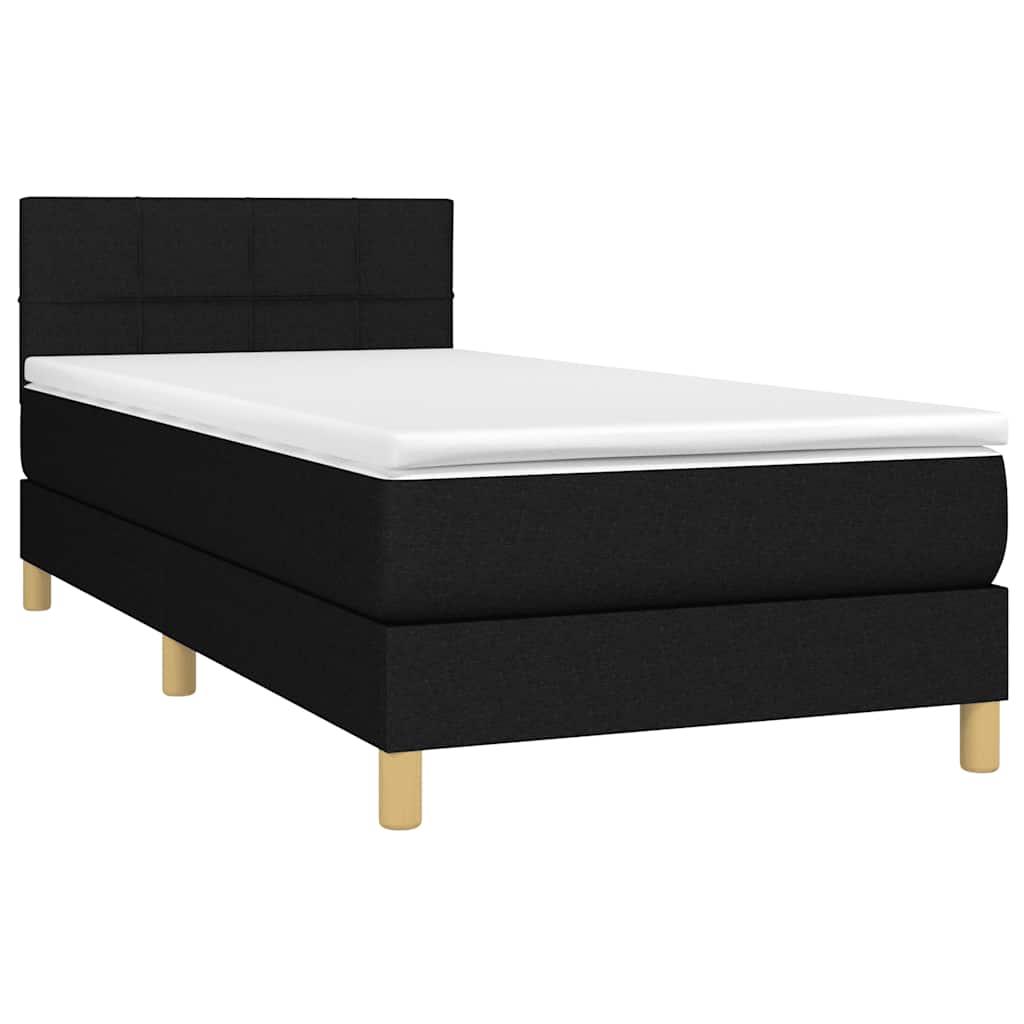 Krevet box spring s madracem LED crni 80 x 200 cm od tkanine