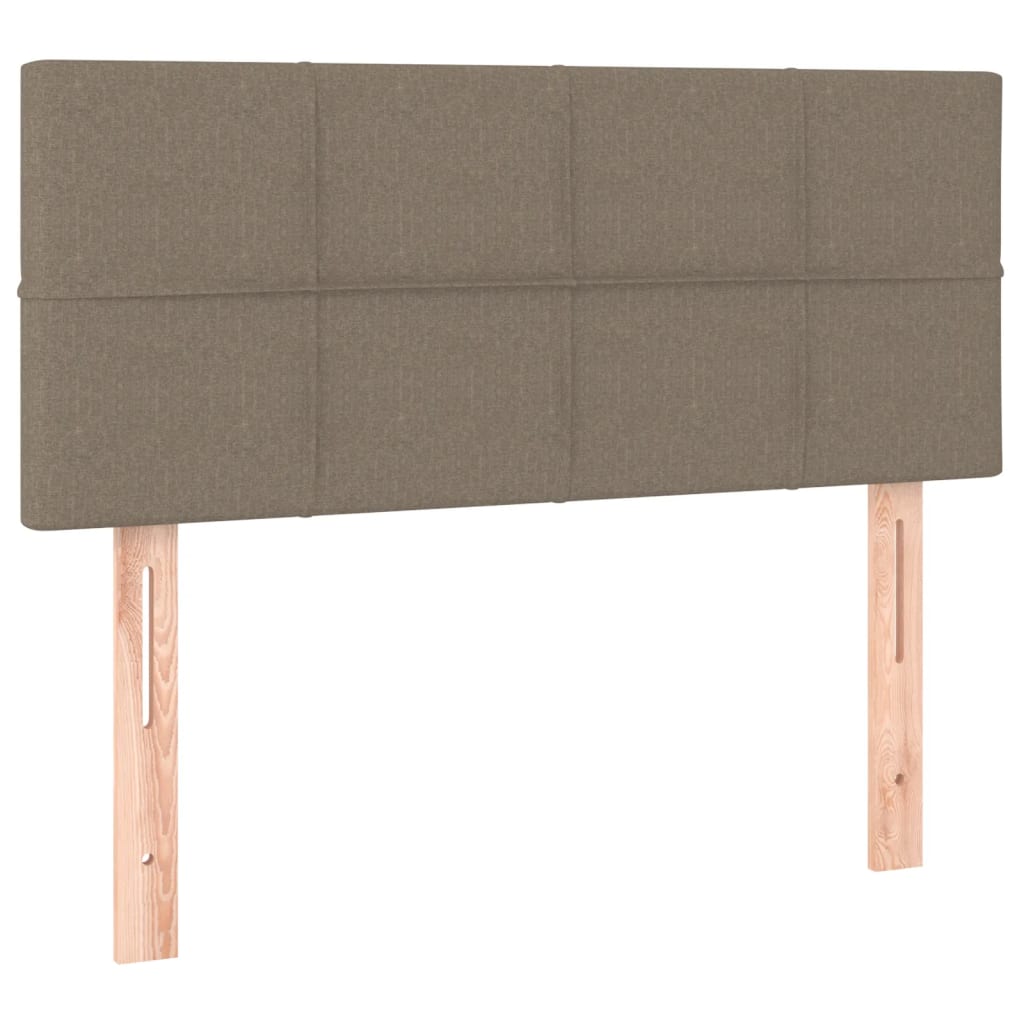 Krevet box spring s madracem LED smeđesivi 90x190 cm tkanina