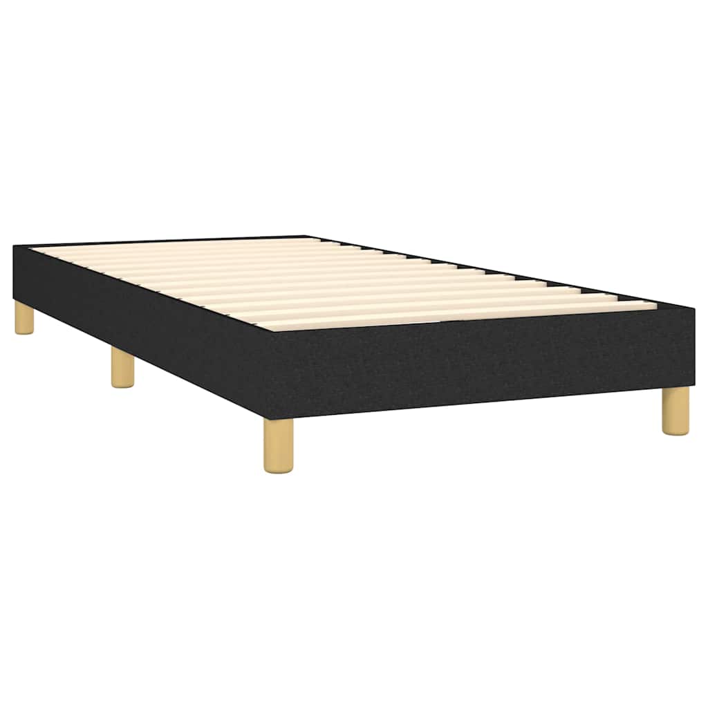 Krevet box spring s madracem LED crni 90x200 cm od tkanine