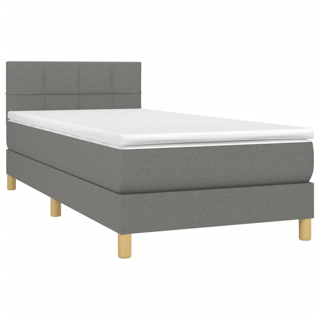 Krevet box spring s madracem LED tamnosivi 100x200 cm tkanina