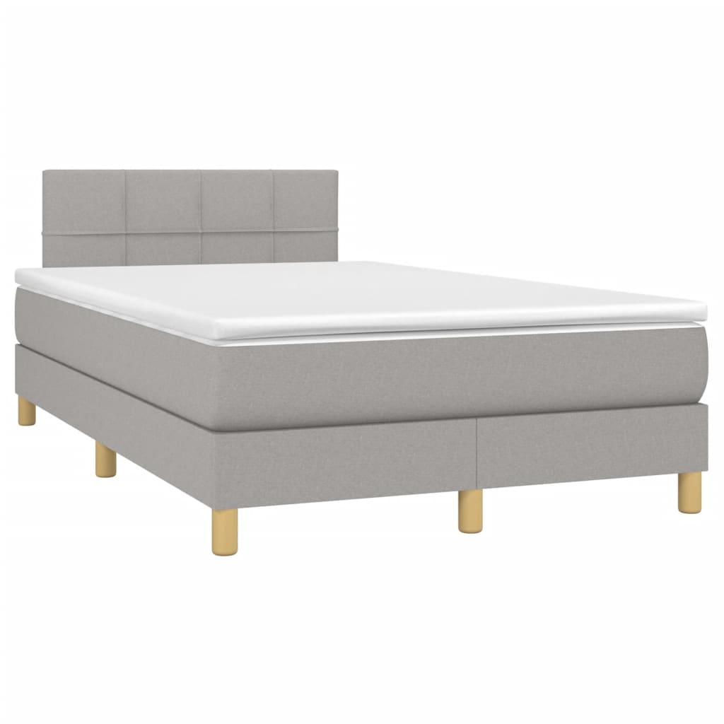 Krevet box spring s madracem LED svjetlosivi 120x200 cm tkanina