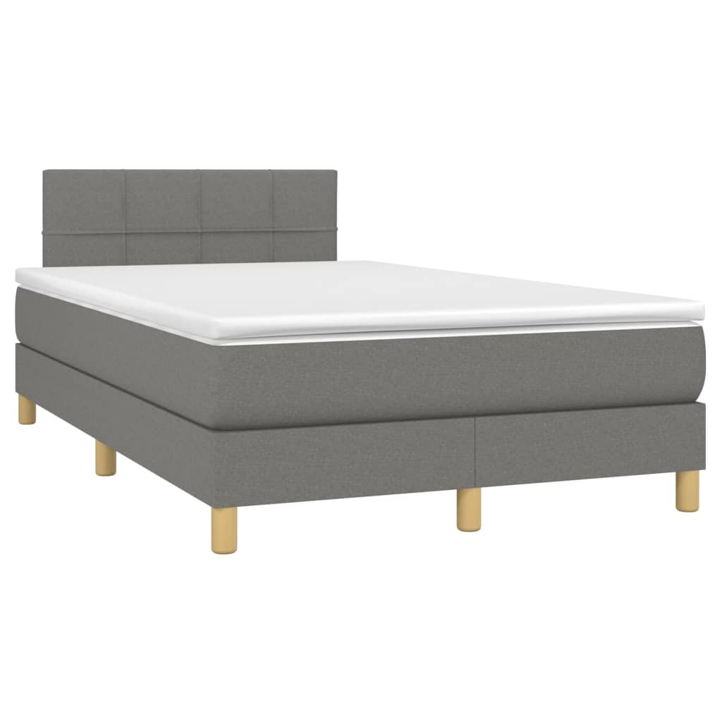 Krevet box spring s madracem LED tamnosivi 120 x 200 cm tkanina