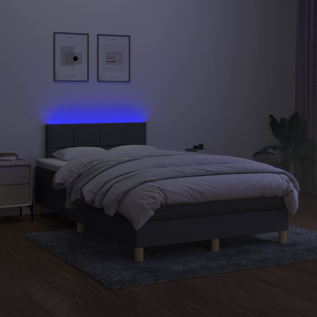Krevet box spring s madracem LED tamnosivi 120 x 200 cm tkanina