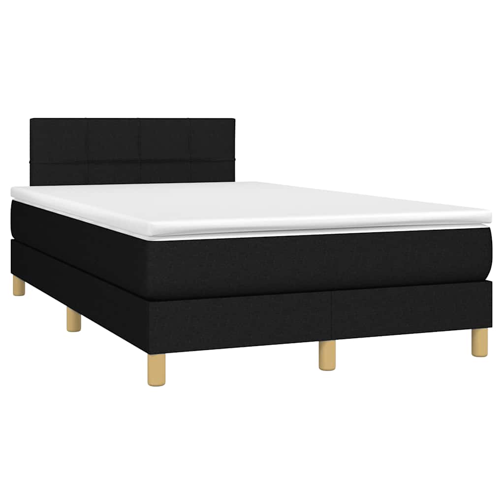 Krevet box spring s madracem LED crni 120 x 200 cm od tkanine