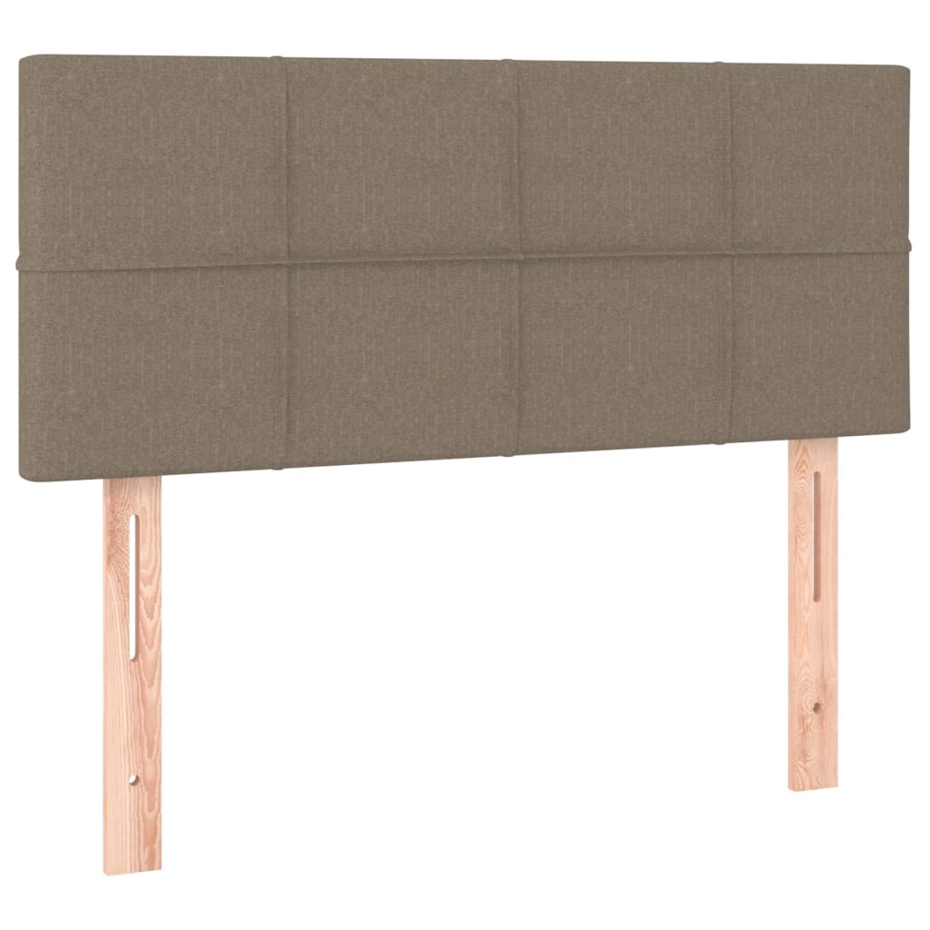 Krevet box spring s madracem LED smeđesivi 120 x 200 cm tkanina