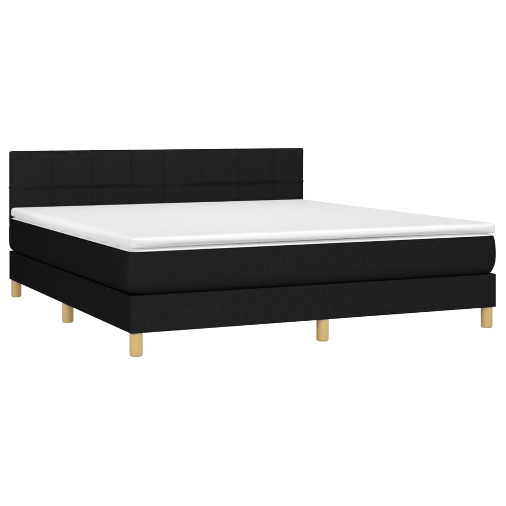 Krevet box spring s madracem LED crni 160x200 cm od tkanine