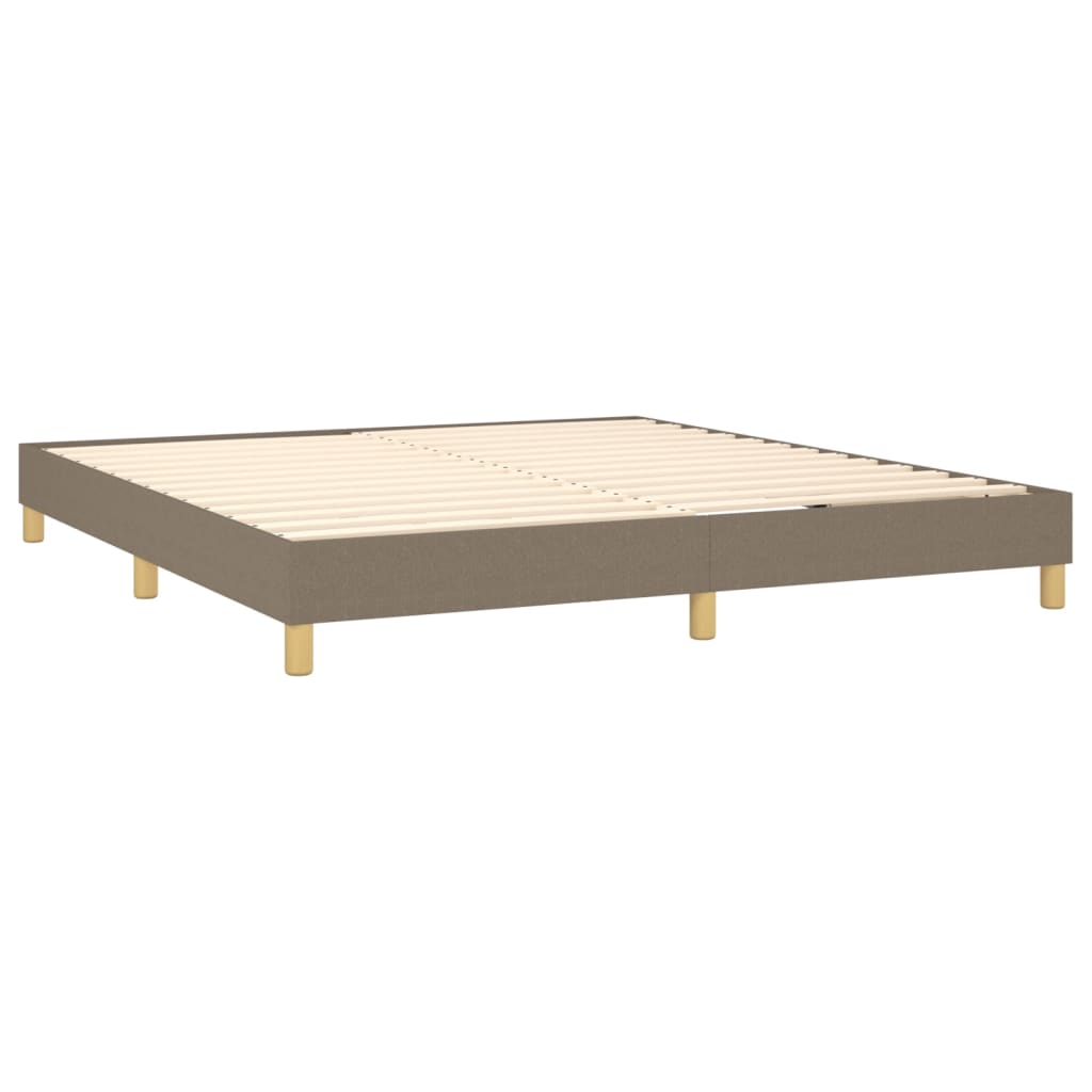 Krevet box spring s madracem LED smeđesivi 160x200 cm tkanina