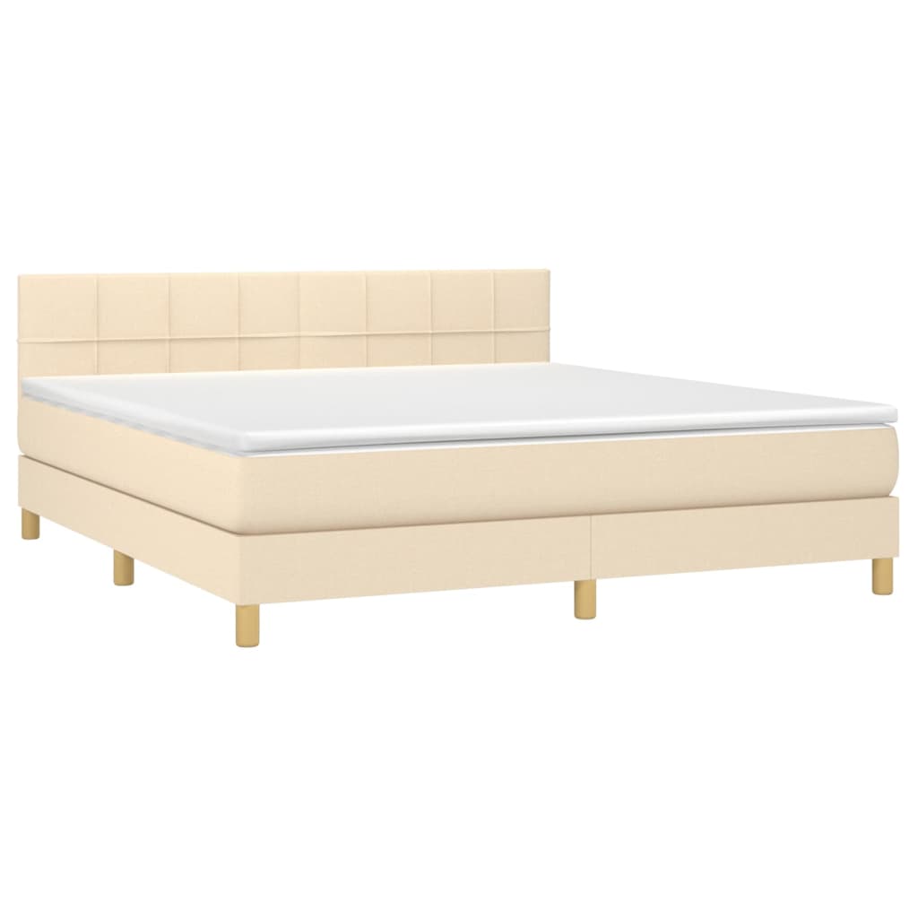 Krevet box spring s madracem LED krem 160x200 cm od tkanine