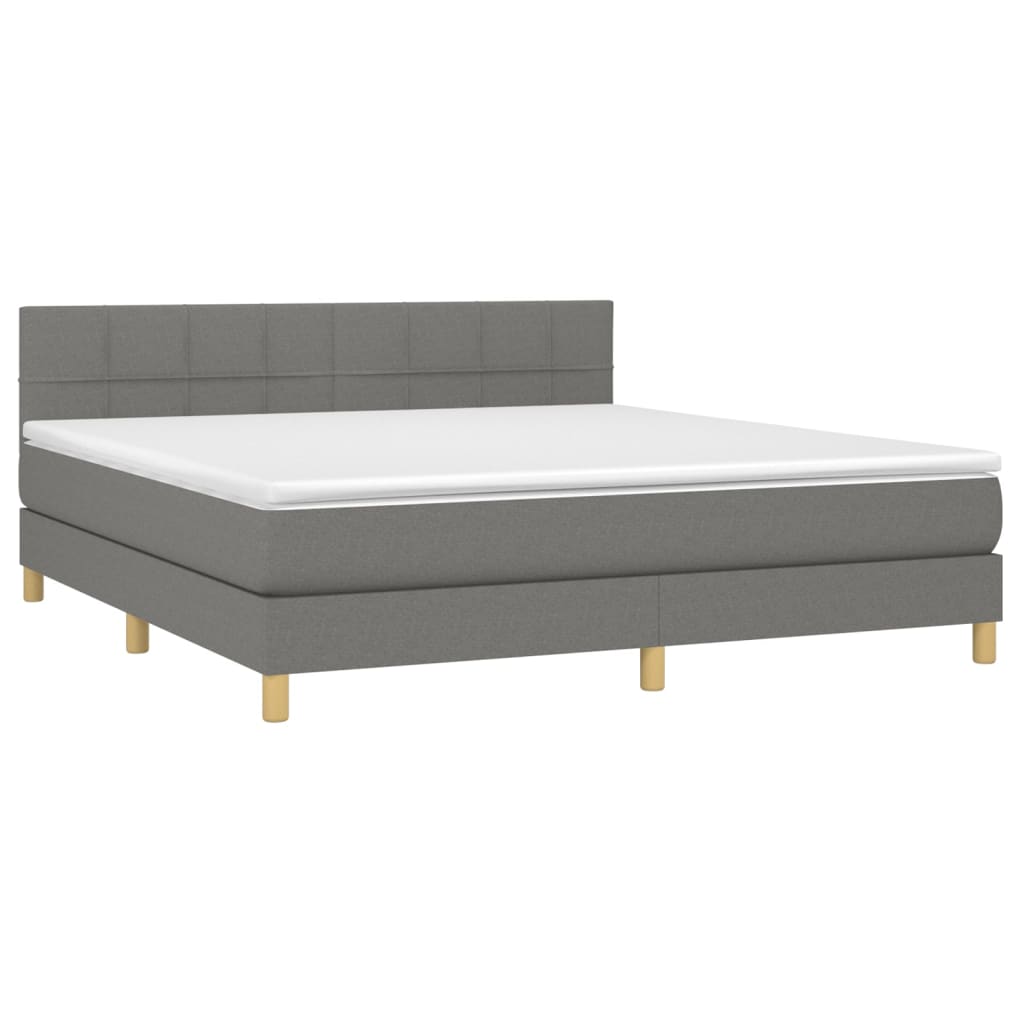 Krevet box spring s madracem LED tamnosivi 180x200 cm tkanina
