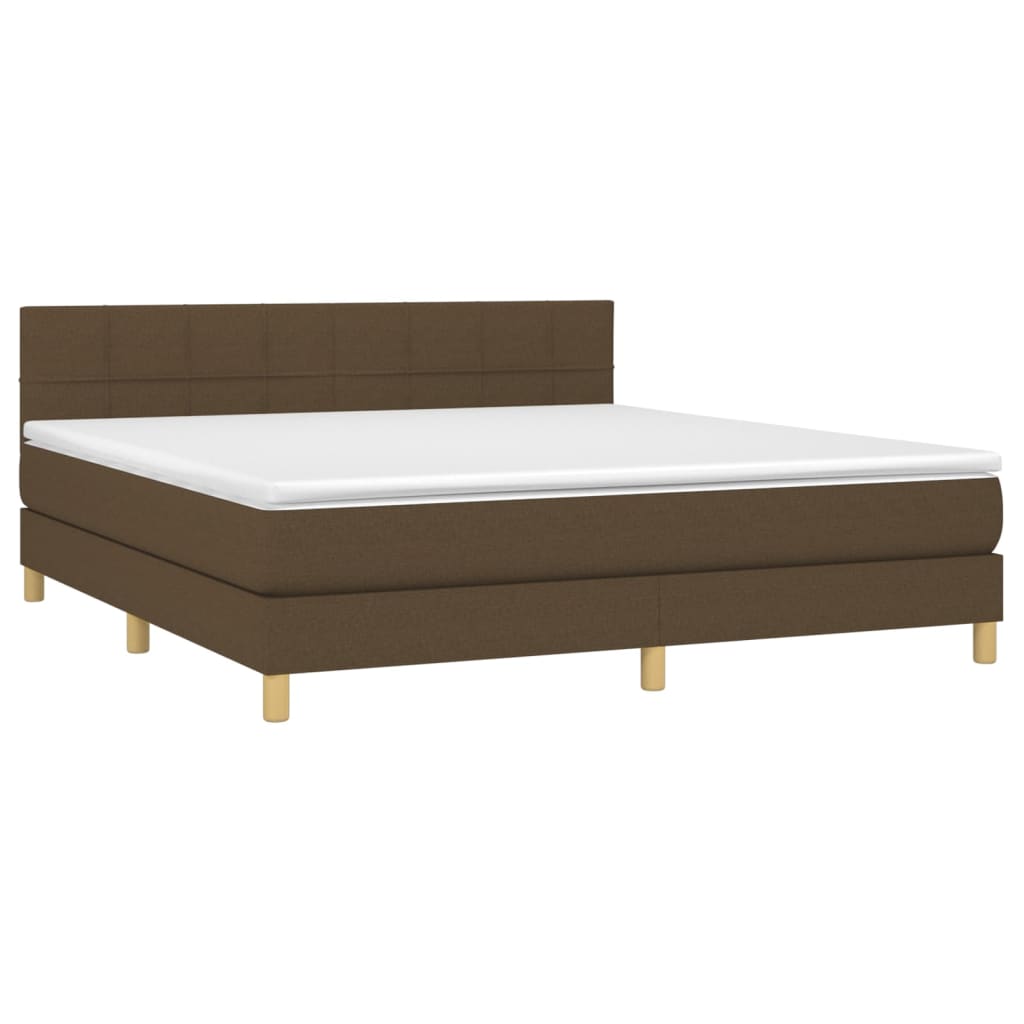 Krevet box spring s madracem LED tamnosmeđi 180x200 cm tkanina