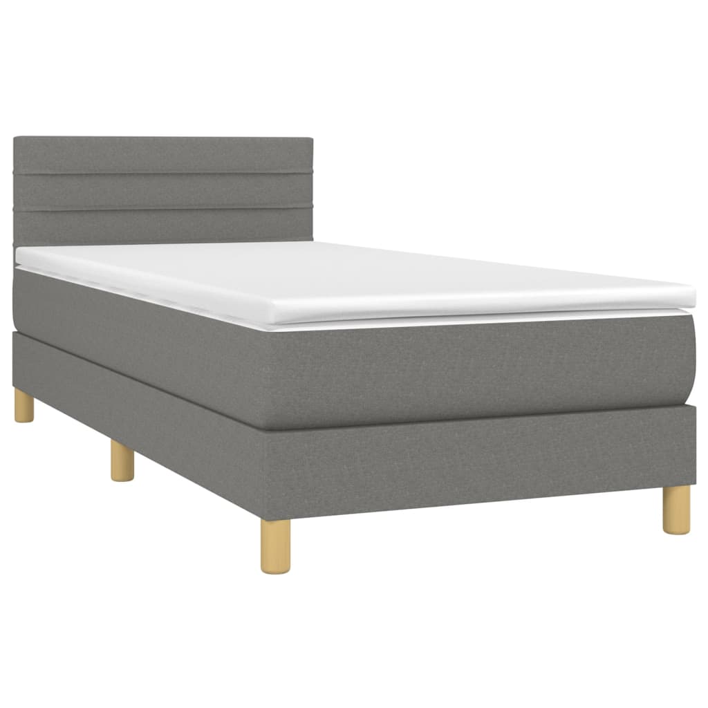 Krevet box spring s madracem LED tamnosivi 80 x 200 cm tkanina