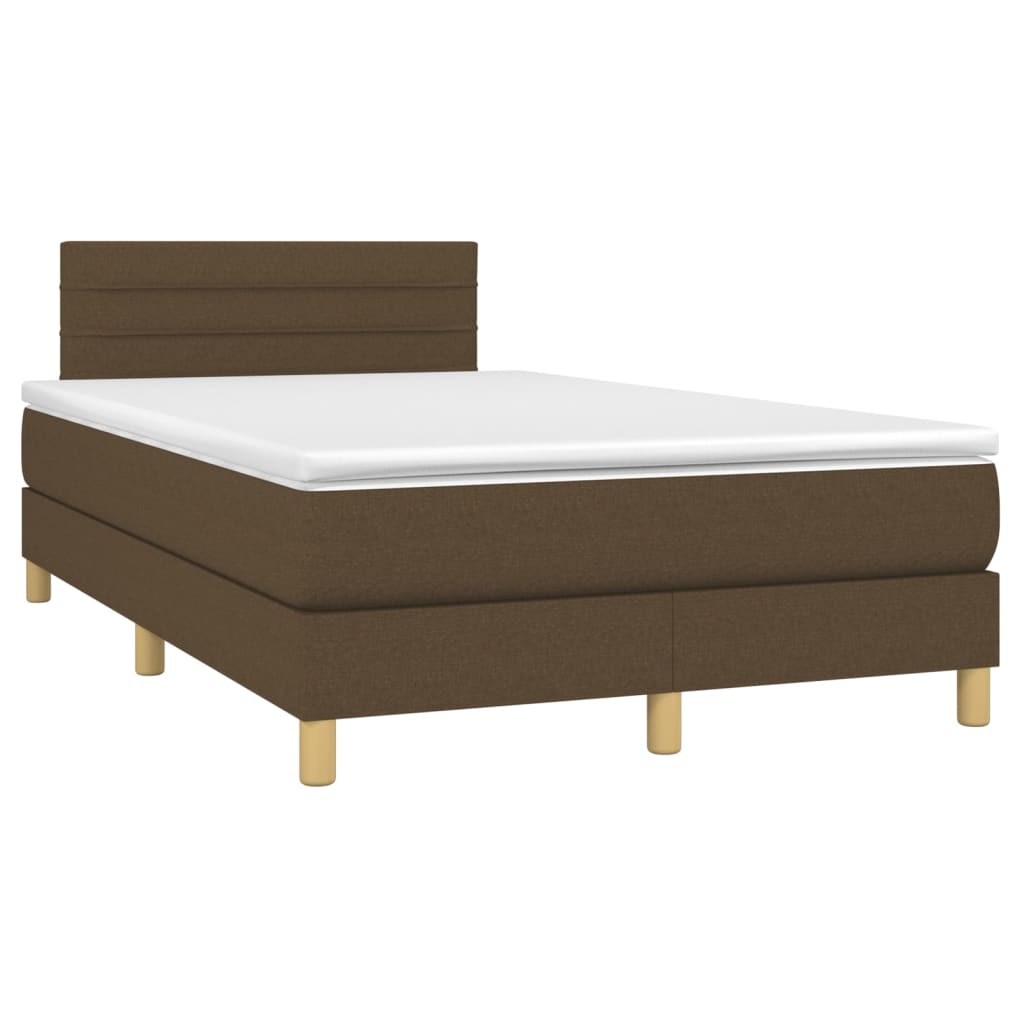 Krevet box spring s madracem LED tamnosmeđi 120x200 cm tkanina