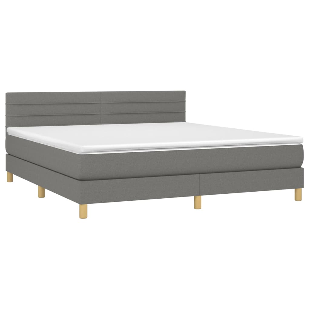 Krevet box spring s madracem LED tamnosivi 180x200 cm tkanina