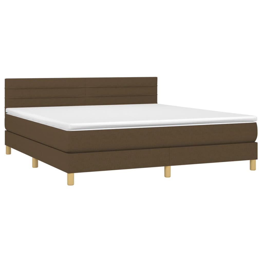 Krevet box spring s madracem LED tamnosmeđi 180x200 cm tkanina