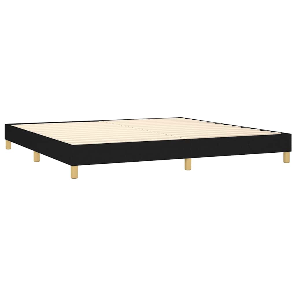 Krevet box spring s madracem LED crni 200x200 cm od tkanine