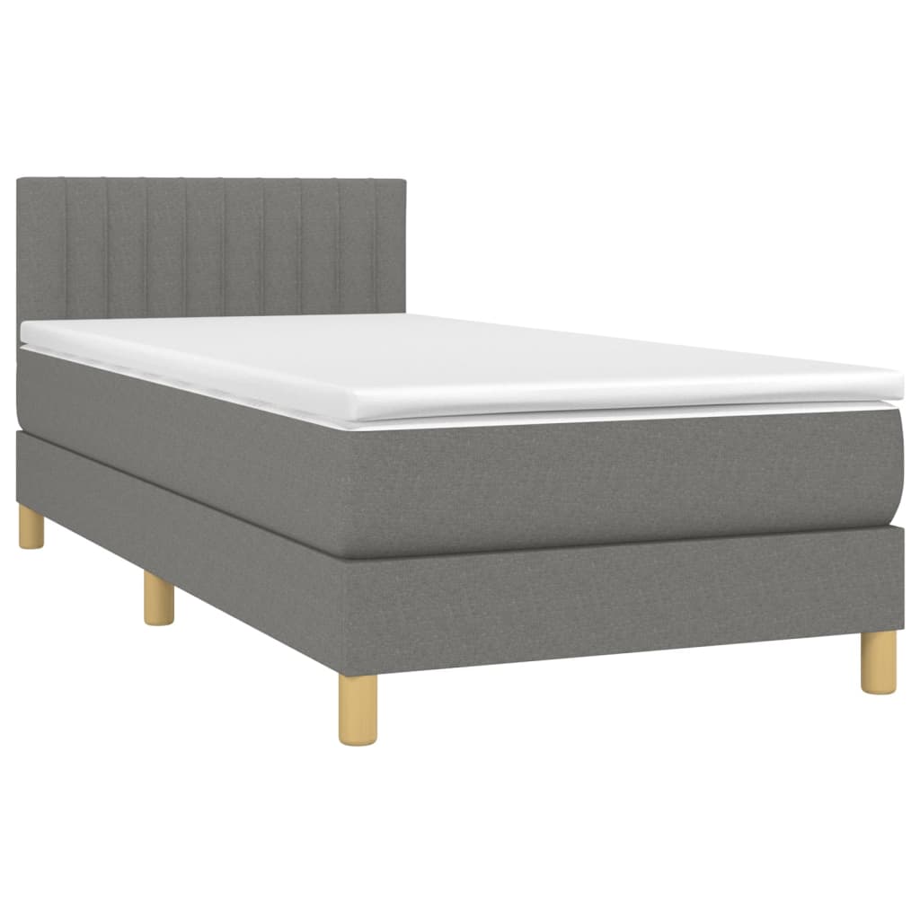 Krevet box spring s madracem LED tamnosivi 90x190 cm tkanina