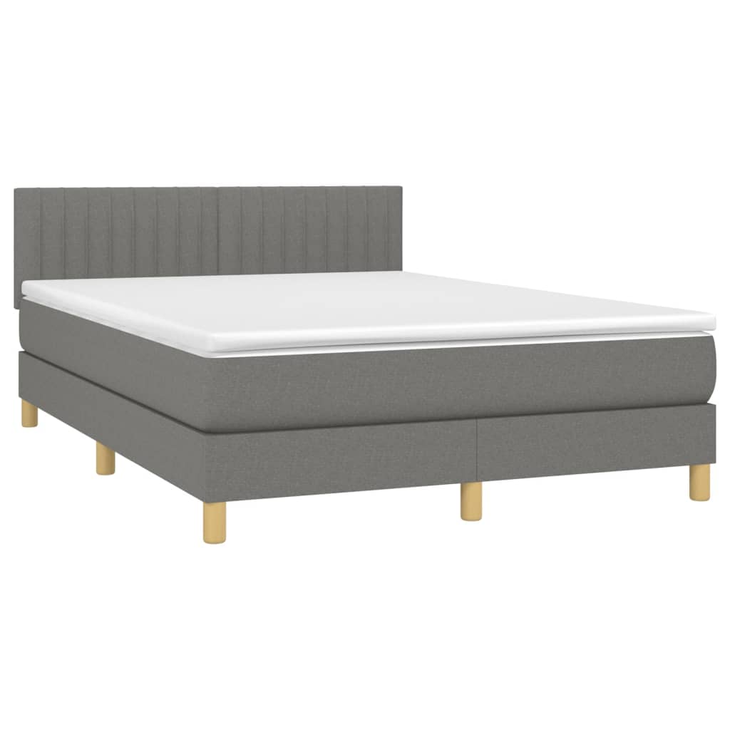 Krevet box spring s madracem LED tamnosivi 140x200 cm tkanina
