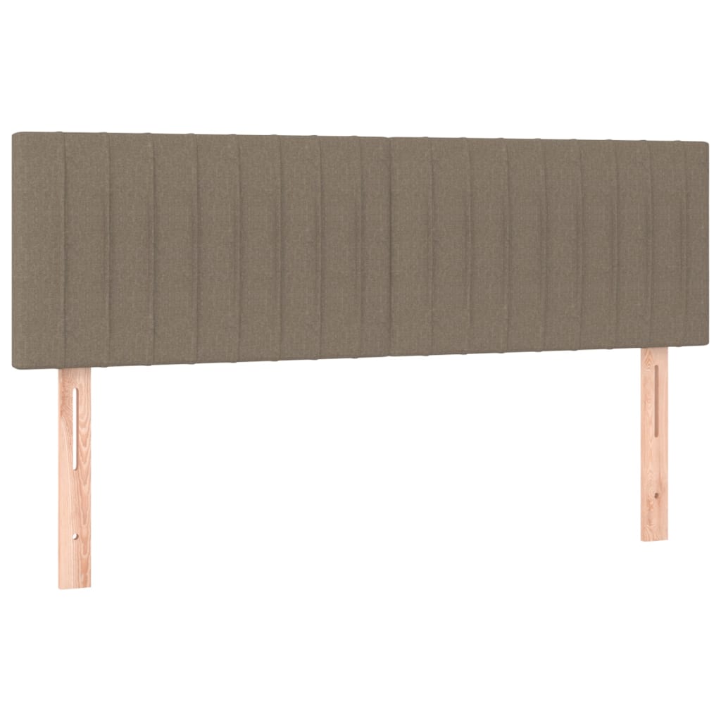 Krevet box spring s madracem LED smeđesivi 140x200 cm tkanina