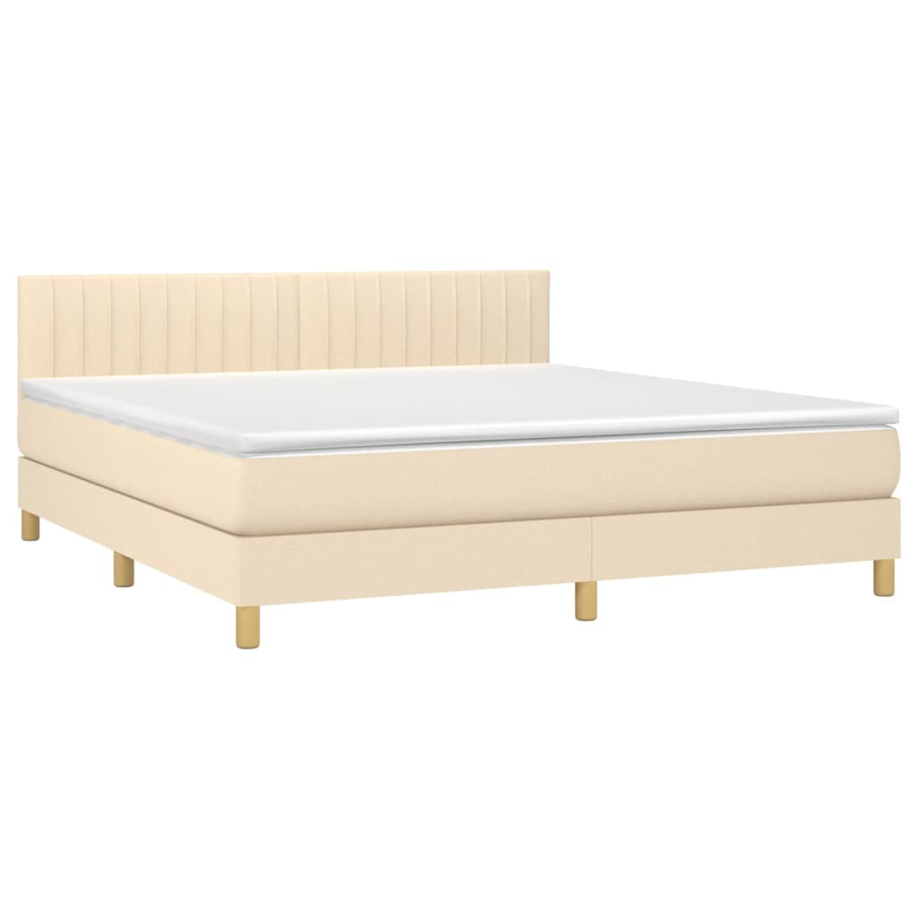Krevet box spring s madracem LED krem 180x200 cm od tkanine