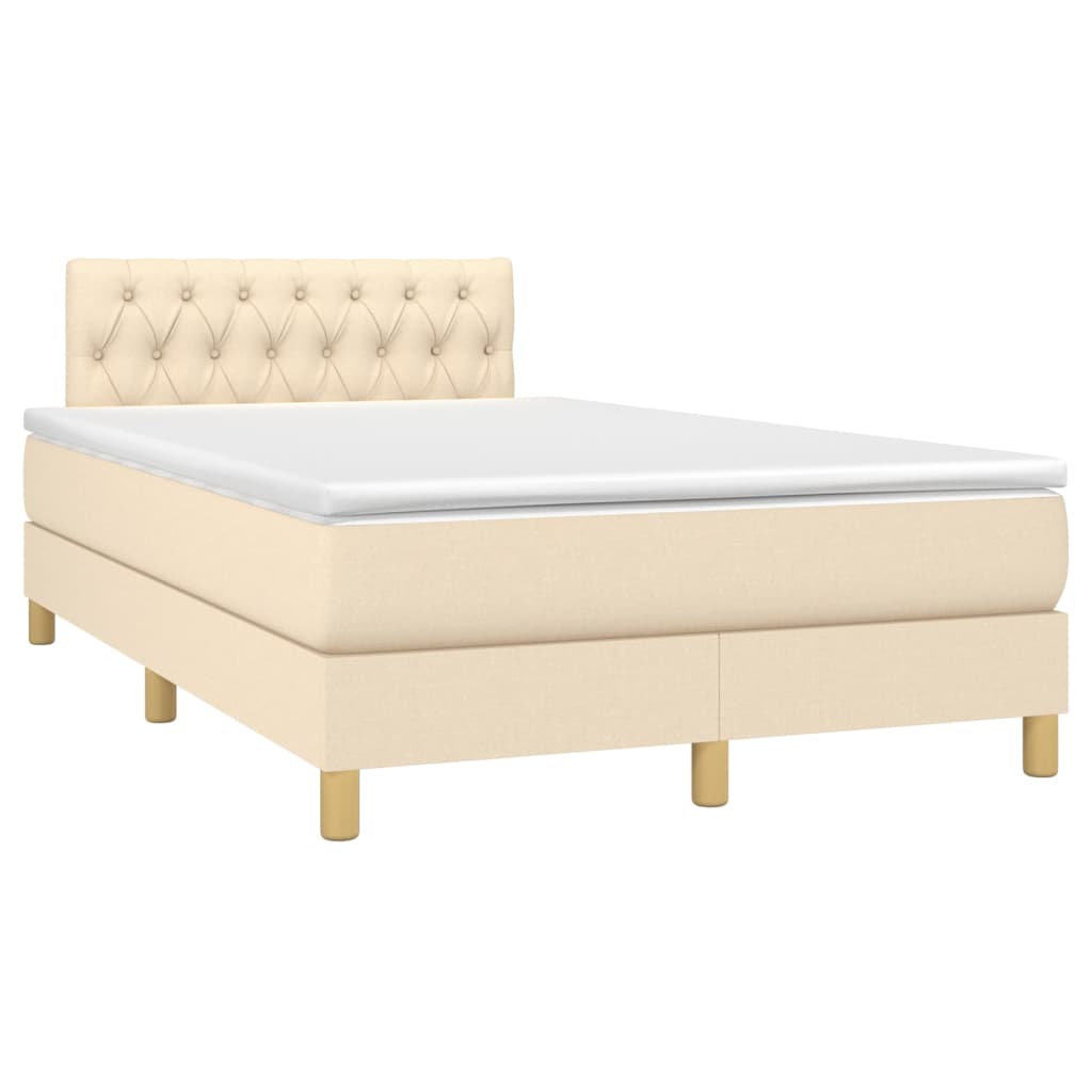 Krevet box spring s madracem LED krem 120 x 200 cm od tkanine