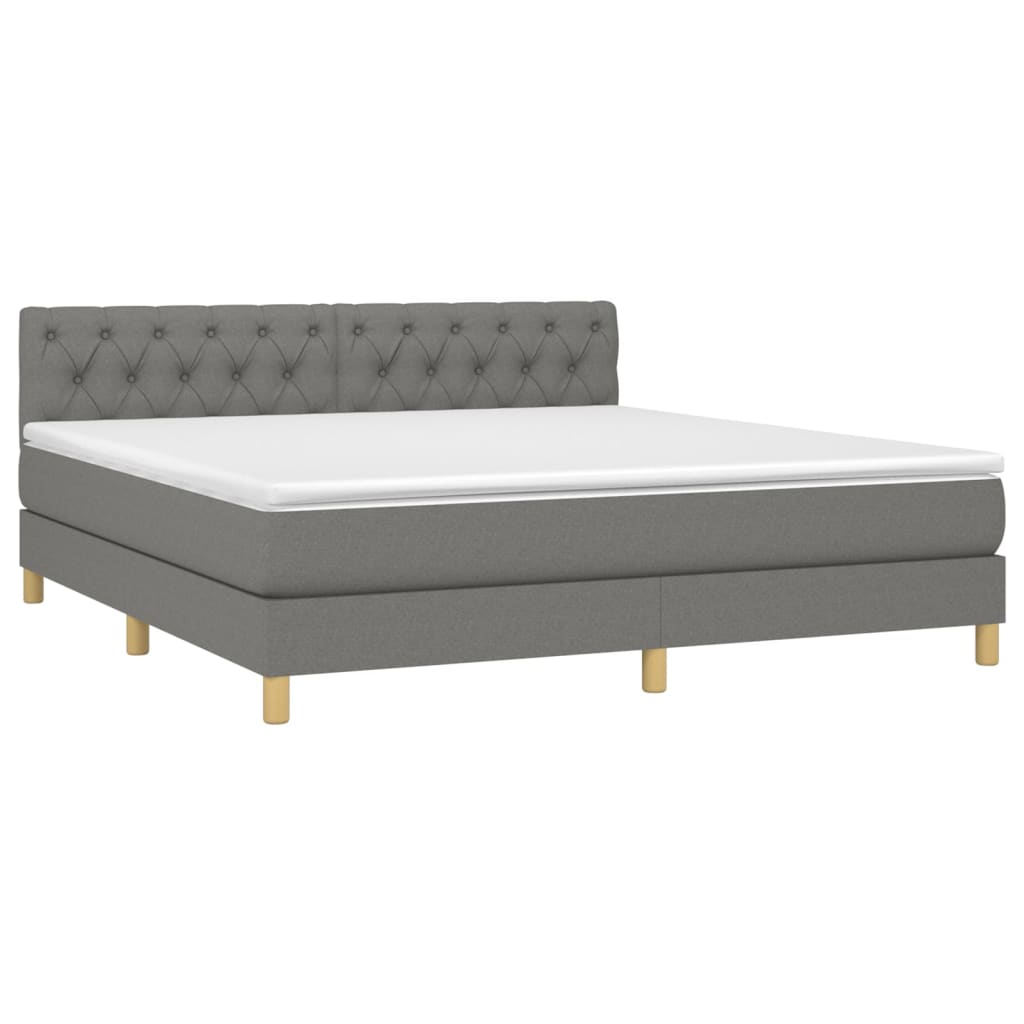 Krevet box spring s madracem LED tamnosivi 160x200 cm tkanina