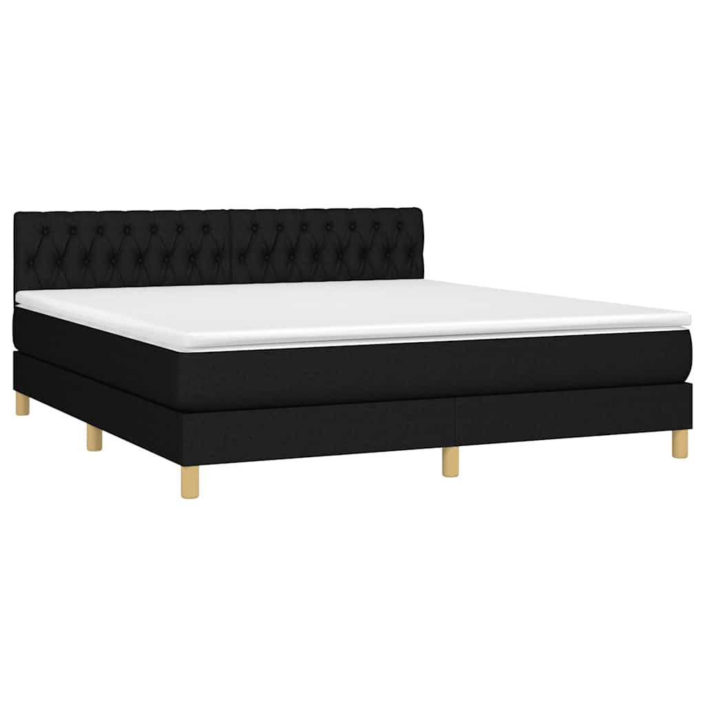 Krevet box spring s madracem LED crni 180x200 cm od tkanine