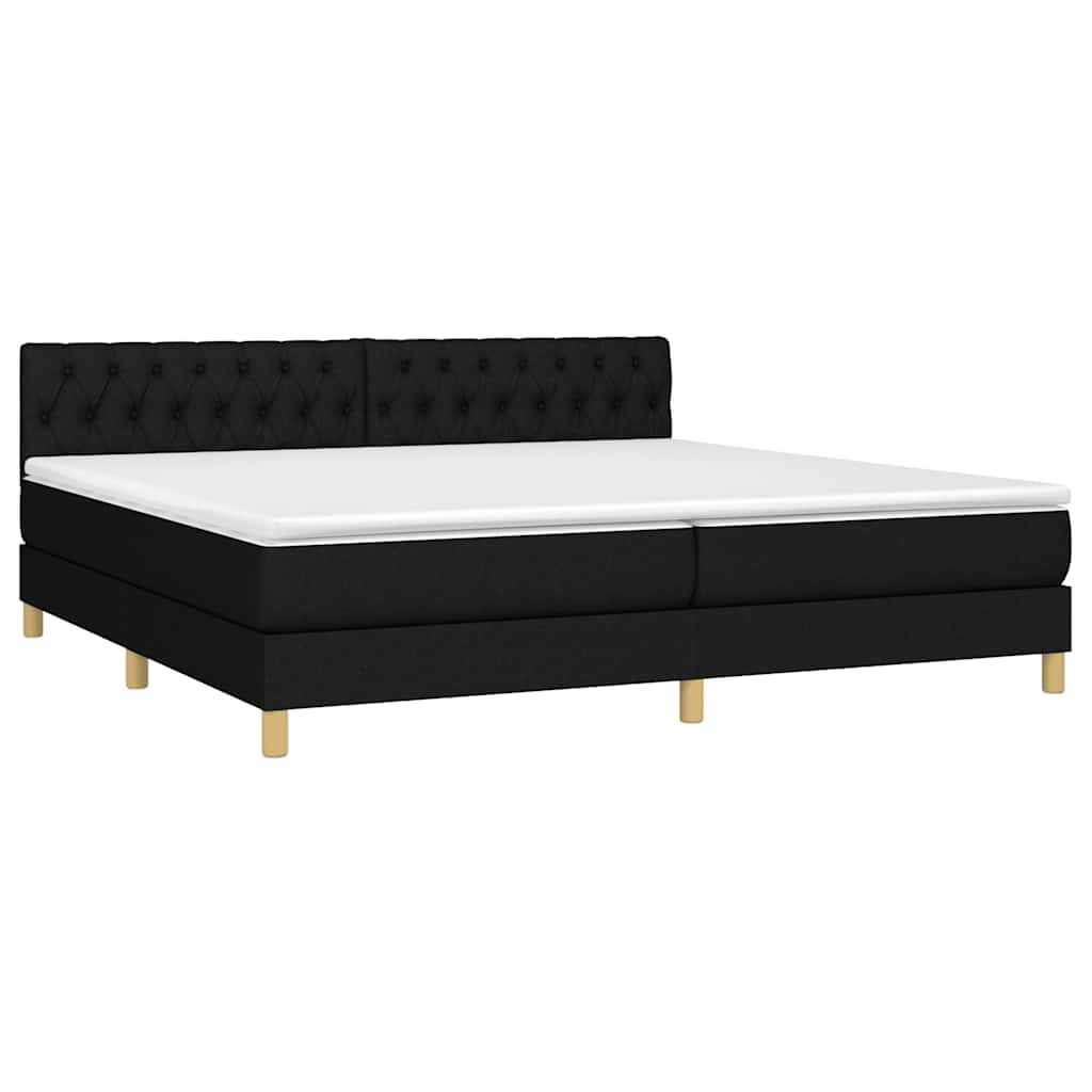 Krevet box spring s madracem LED crni 200x200 cm od tkanine