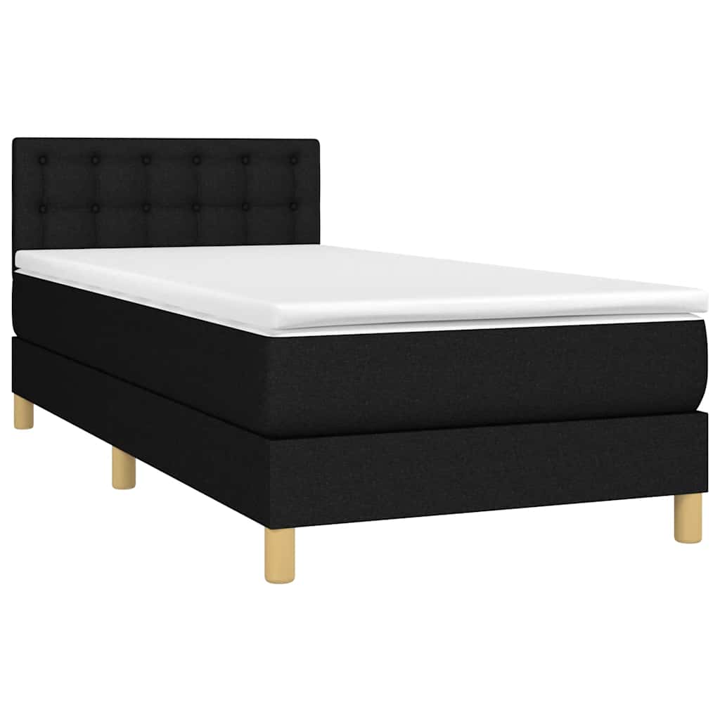Krevet box spring s madracem LED crni 80 x 200 cm od tkanine