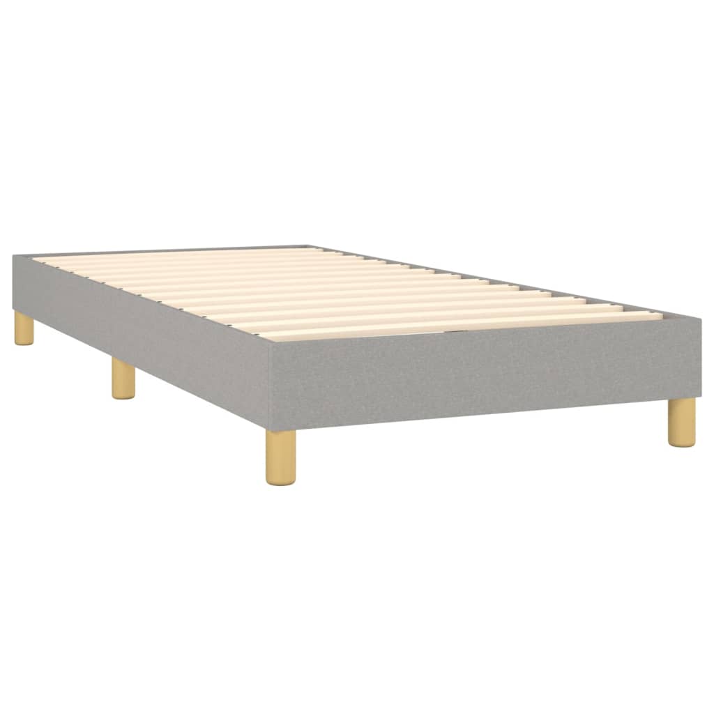 Krevet box spring s madracem LED svjetlosivi 90x200 cm tkanina