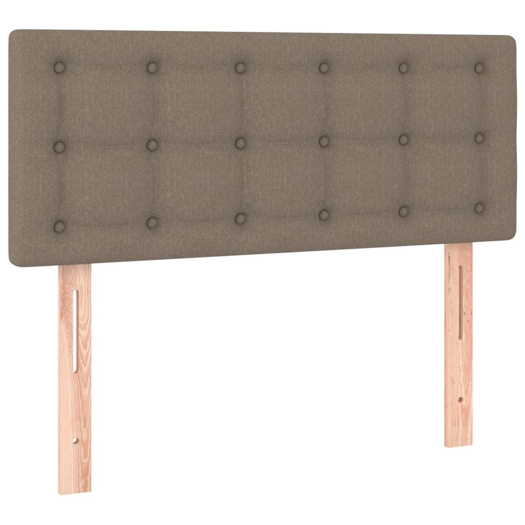 Krevet box spring s madracem LED smeđesivi 100x200 cm tkanina